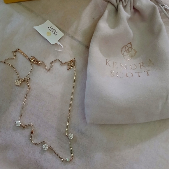 Kendra Scott Gold Necklace with White Crystal Accents! Comes with Box & Dust Bag - Picture 1 of 6